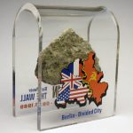 Piece of the REAL BERLIN WALL Mounted in Acrylic Display with Certificate of Authenticity  MEDIUM 3"X3" - Divided City Theme