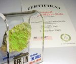 Piece of the REAL BERLIN WALL Mounted in Acrylic Display with Certificate of Authenticity  MEDIUM 3"X3" - Divided City Theme