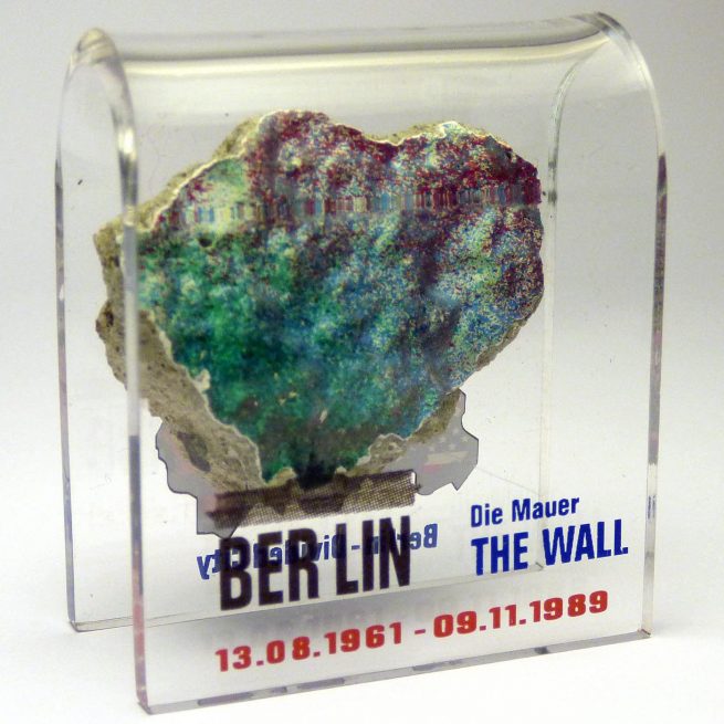 Piece of the Berlin Wall in Germany Mounted in Acrylic Display Small 2"X2"