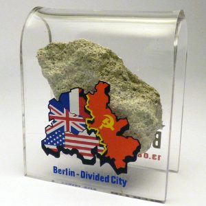 Piece of the Berlin Wall in Germany Mounted in Acrylic Display Small 2"X2"