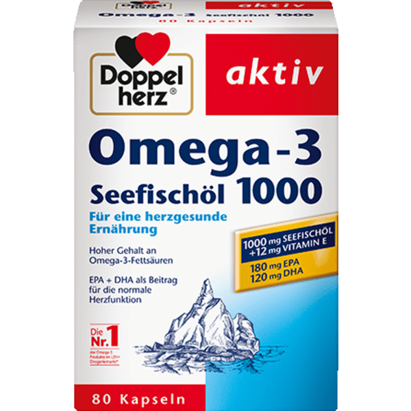 Doppelherz Omega-3 sea fish oil 1000 capsules 80 pieces, 107.8 g