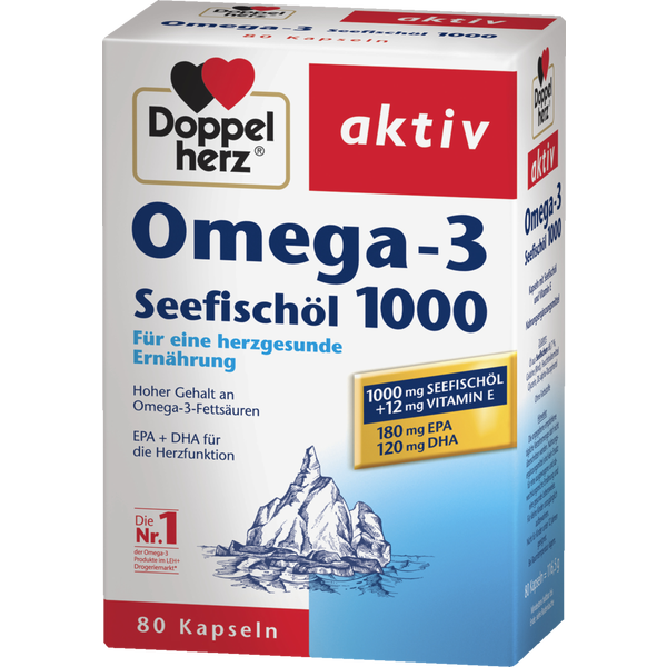 Doppelherz Omega-3 sea fish oil 1000 capsules 80 pieces, 107.8 g