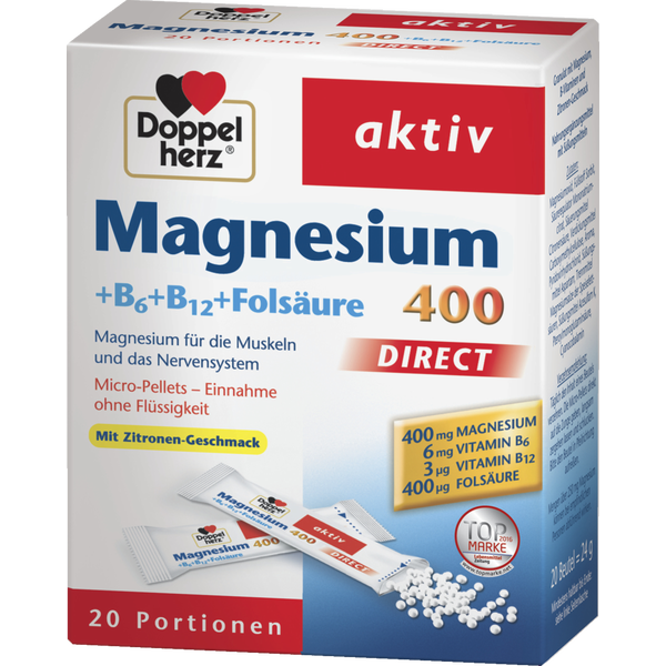 Doppelherz Magnesium 400 + vitamins B6 + B12 + folic acid direct granules 20 pcs., 24 g
